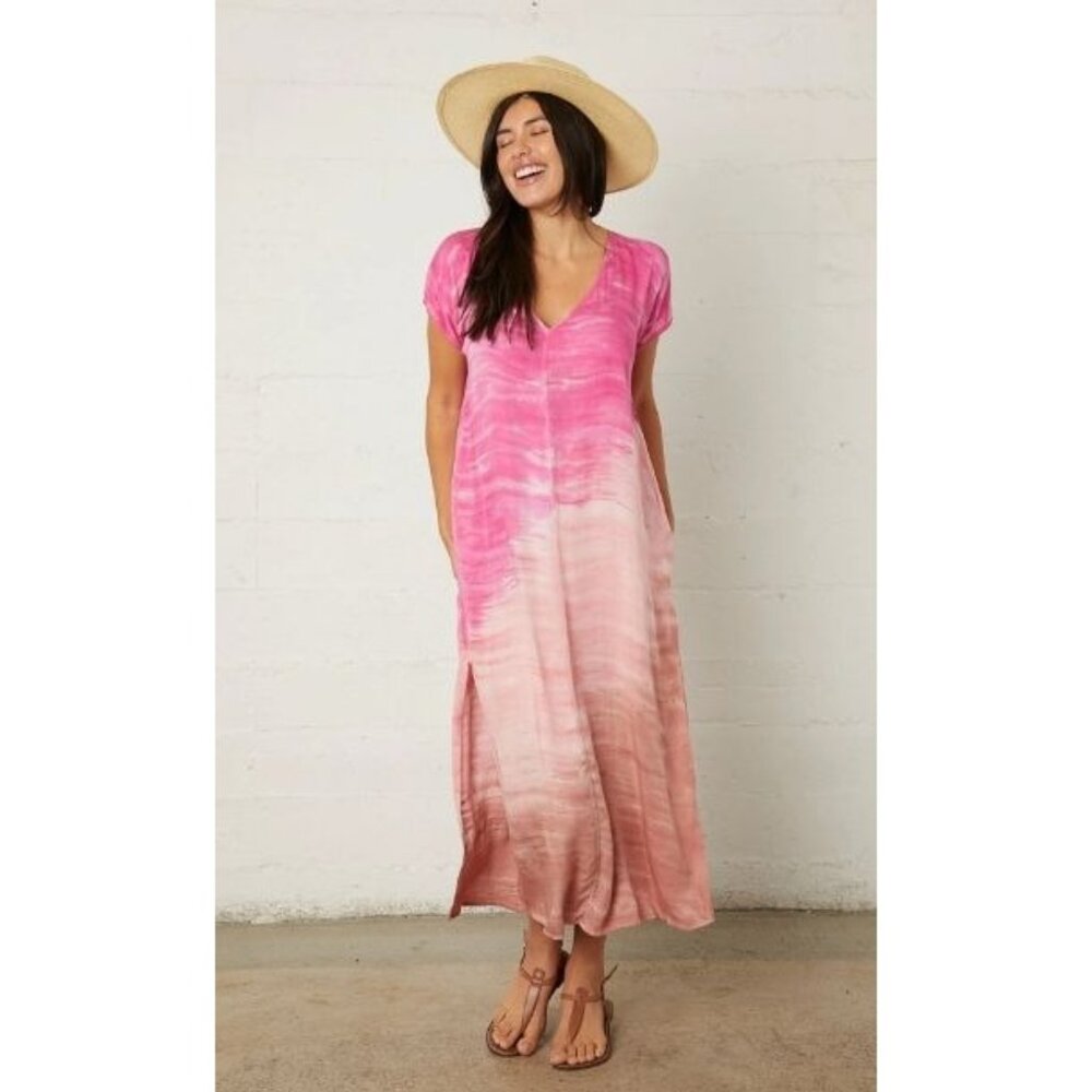 River + Sky Pink to Blush Ombre V-Neck Maxi Dress